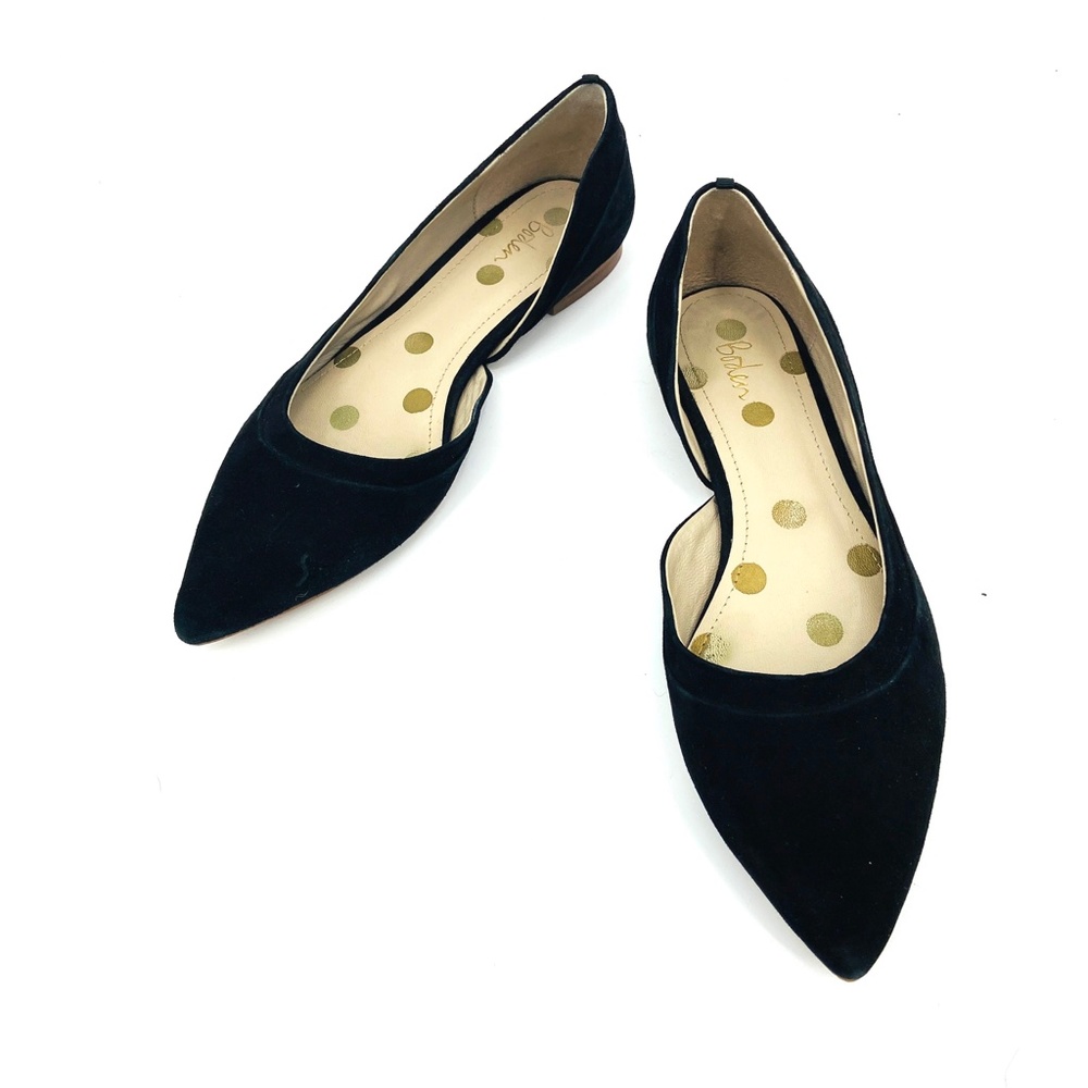 BODEN Black Velvet Velour Pointed D'Orsay Flat Shoes Size 39 - Picture 3 of 9